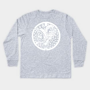 Hanawa drain cover - Japan - white design, back print Kids Long Sleeve T-Shirt